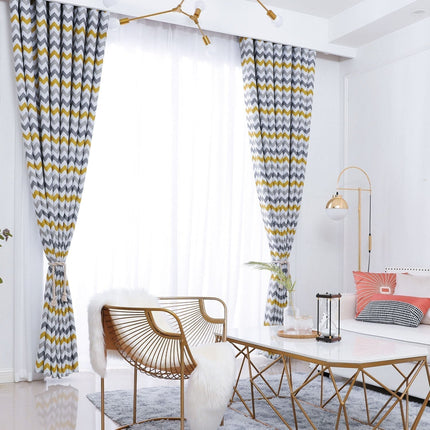 Tenda oscurante gialla motivo chevron