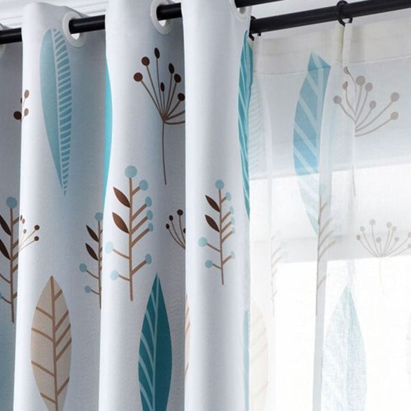 Tenda velata blu con motivo floreale