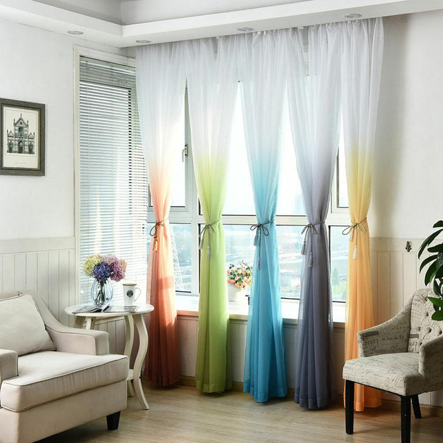 Tenda Voile Trasparente con Gradiente Arancione