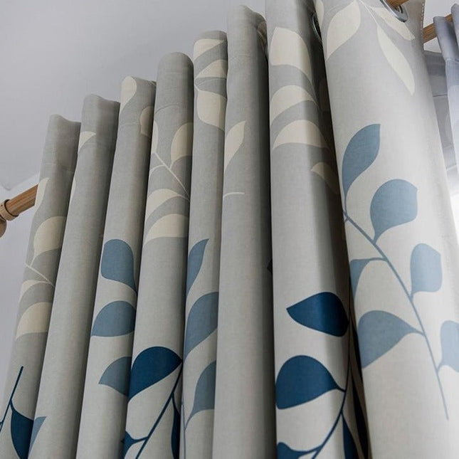 Tenda Filtrante Blu con Motivo Foglie