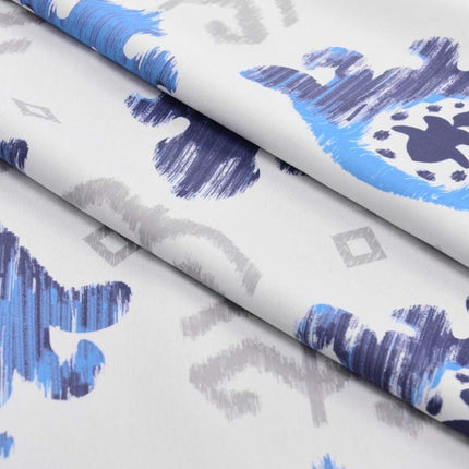 Tenda moderna con motivo damascato blu