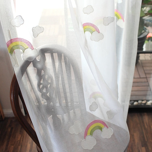 Tenda Voile Ricamata con Arcobaleni Bambini