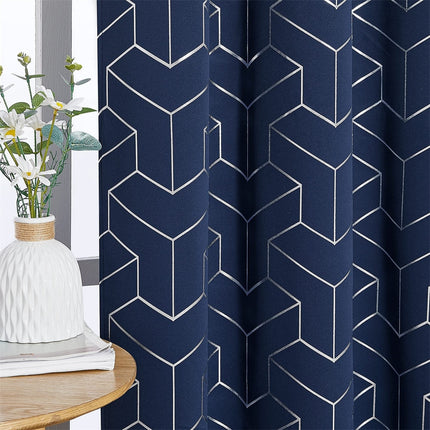 Tenda oscurante blu fantasia geometrica