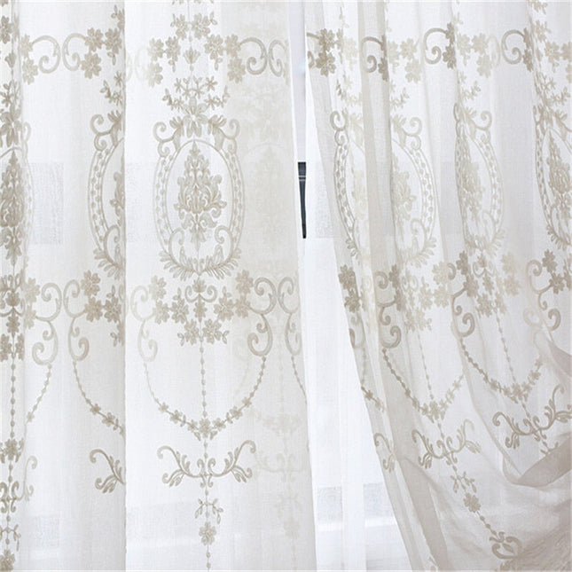 Tenda Voile Jacquard con Disegno Damascato