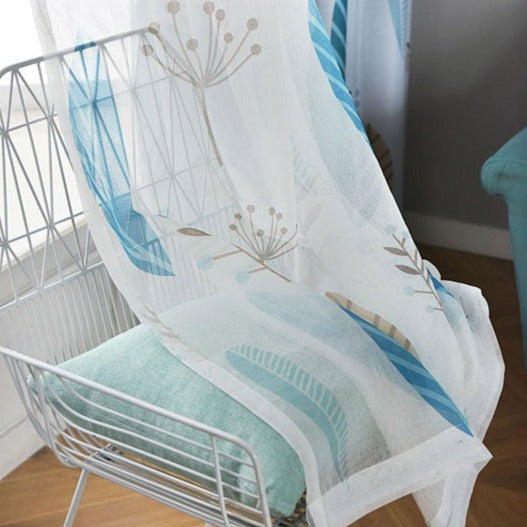 Tenda velata blu con motivo floreale