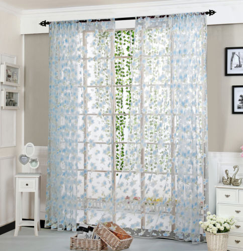 Tenda velata con motivo floreale blu