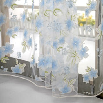 Tenda velata con motivo floreale blu
