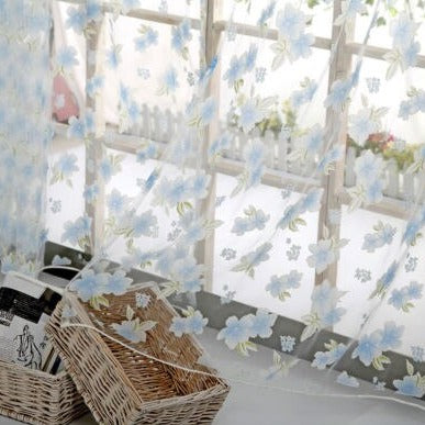 Tenda velata con motivo floreale blu
