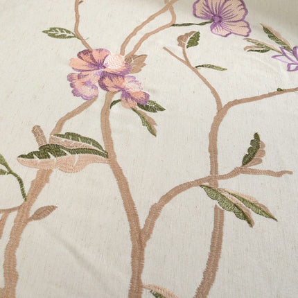 Tenda Stile Rustico con Fiori Ricamati