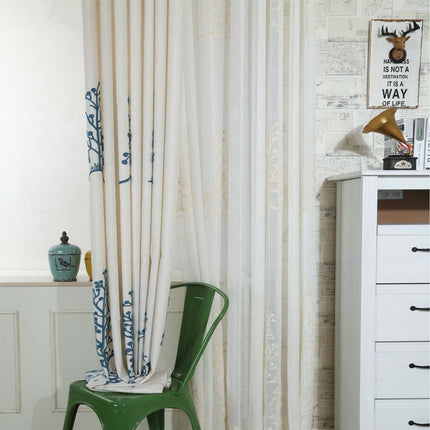 Tenda Oscurante Ricamata con Motivo Rami