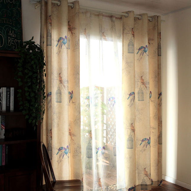 Tenda con stampa uccelli viola