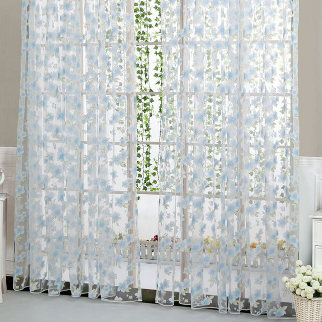 Tenda velata con motivo floreale blu