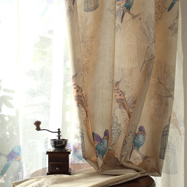 Tenda con stampa uccelli viola