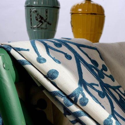 Tenda Oscurante Ricamata con Motivo Rami