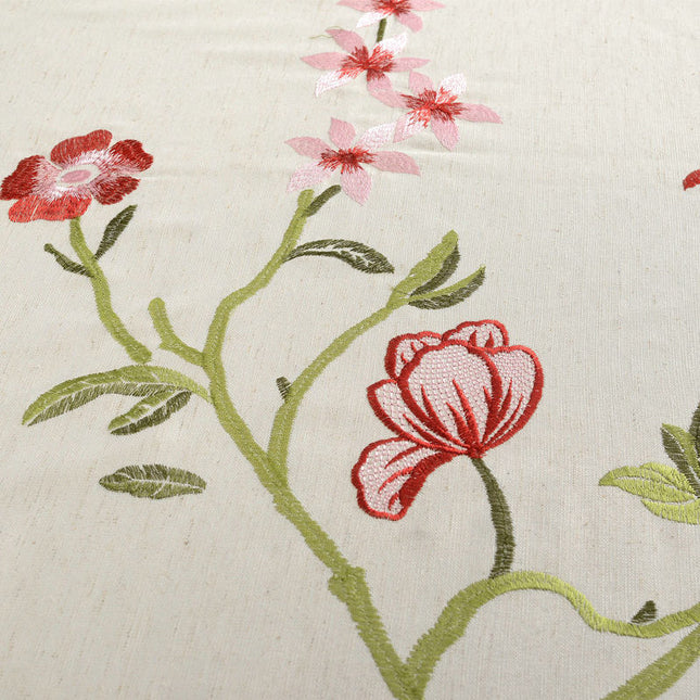 Tenda Stile Rustico con Fiori Ricamati