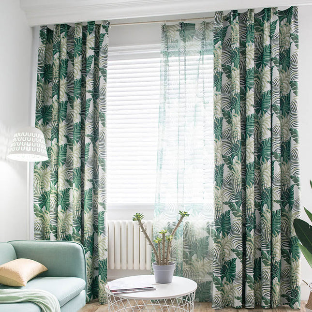 Tenda oscurante fantasia foglie tropicali