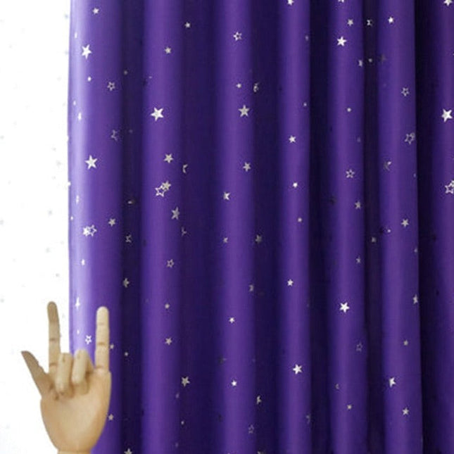Tenda oscurante viola con stelle