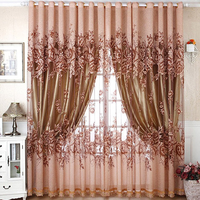 Tenda velata rosa con motivo floreale