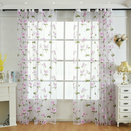 Tenda velata con fiori rosa rampicanti