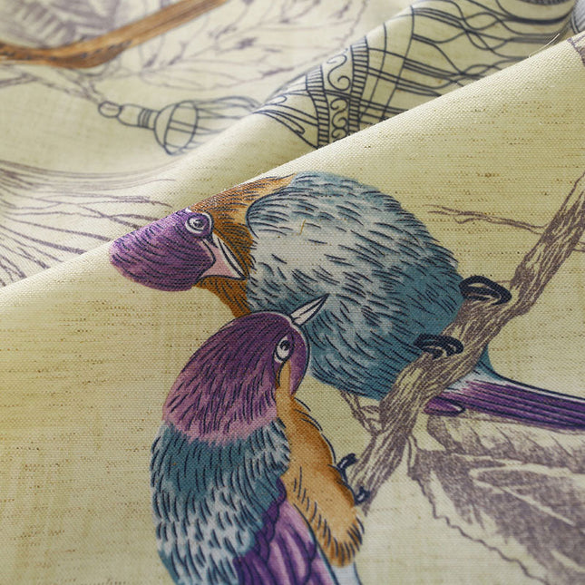 Tenda con stampa uccelli viola