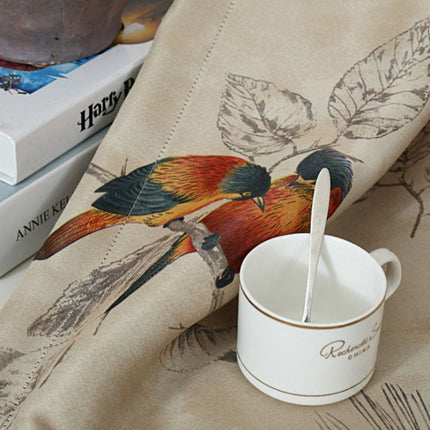 Tenda Effetto Lino con Stampa Uccelli