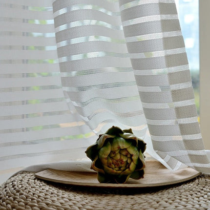 Tenda Voile Bianca Moderna a Righe