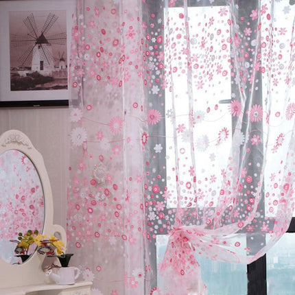 Tenda voile rosa con stampa floreale