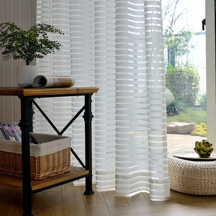 Tenda Voile Bianca Moderna a Righe