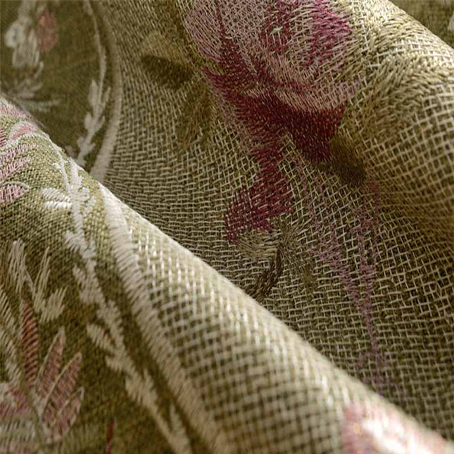 Tenda oscurante con bordo floreale ricamato