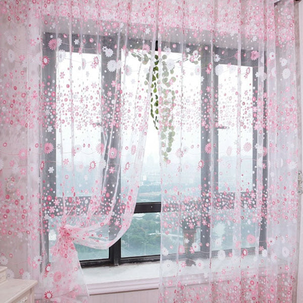 Tenda voile rosa con stampa floreale