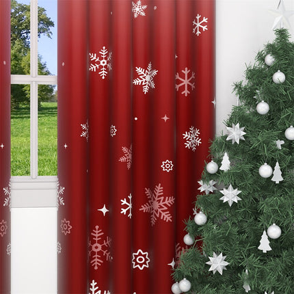 Tende natalizie rosse con fiocchi neve