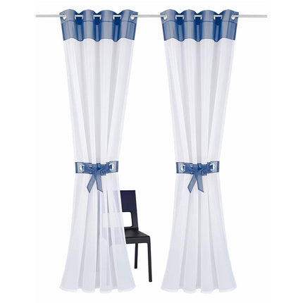 Tenda Voile Bianca con Bordo Blu