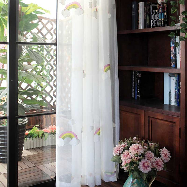 Tenda Voile Ricamata con Arcobaleni Bambini