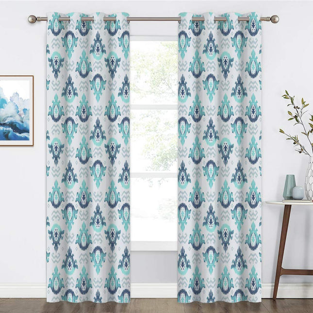 Tenda moderna con motivo damascato blu