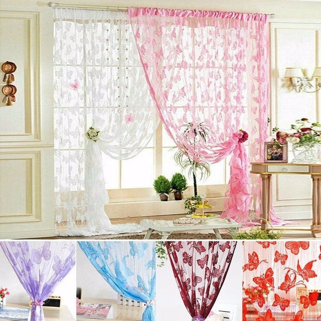 Tenda voile leggera con motivo farfalle