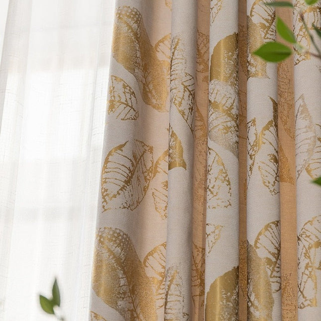 Tenda jacquard elegante motivo foglie