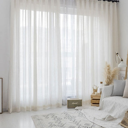 Tenda Leggera Semi-Trasparente Effetto Lino Naturale