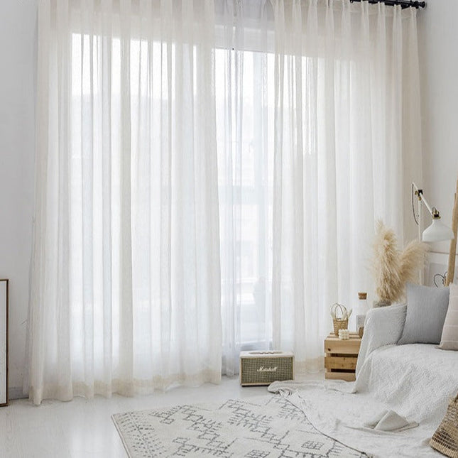 Tenda Leggera Semi-Trasparente Effetto Lino Naturale