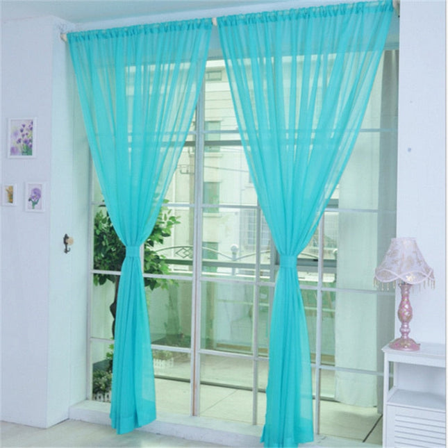 Tenda Voile Leggera Tinta Unita Turchese
