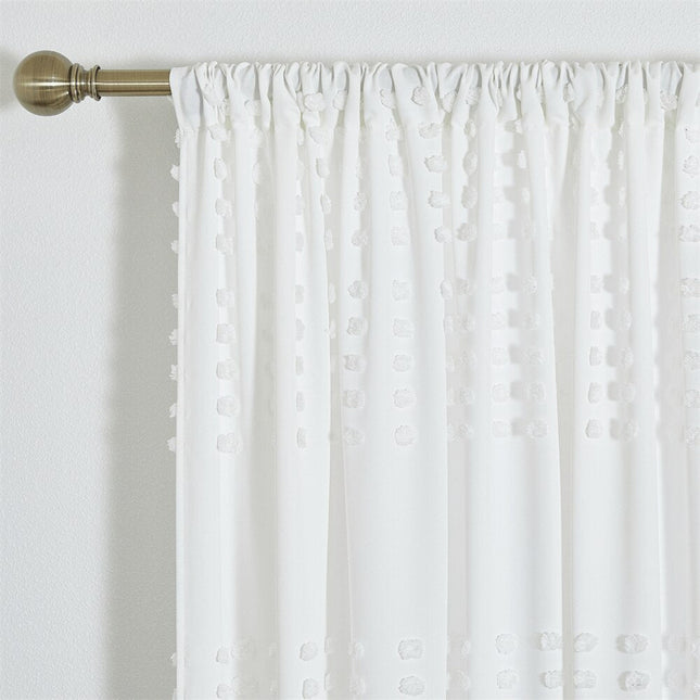 Tenda Voile Bianca con Pois Ricamati