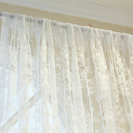 Tenda velata in pizzo floreale bianco