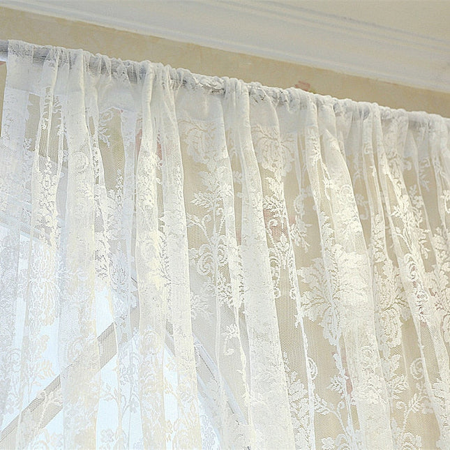 Tenda velata in pizzo floreale bianco
