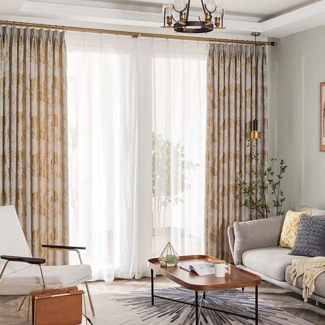 Tenda jacquard elegante motivo foglie