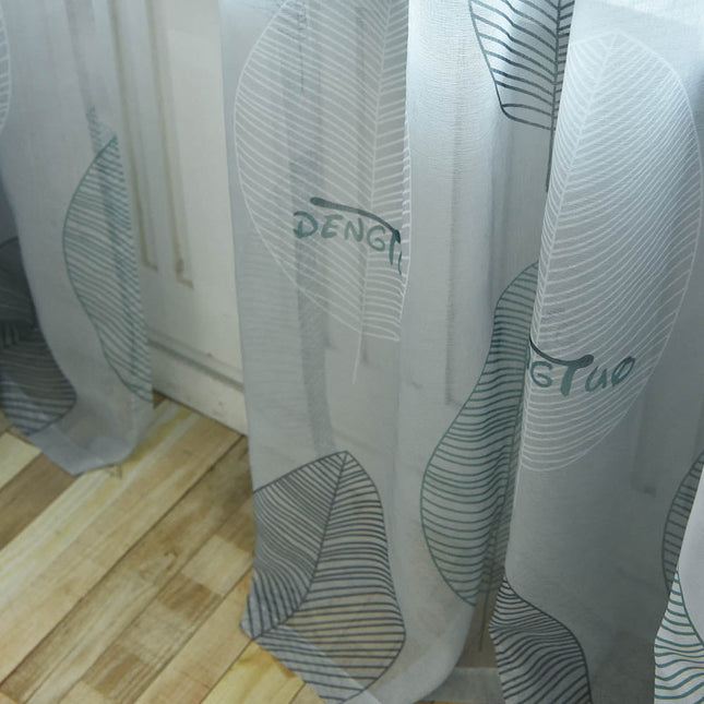 Tenda Voile Moderna con Foglie Stilizzate