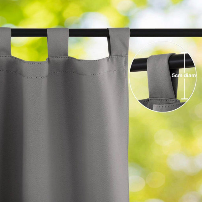 Tenda da esterno grigia con anelli
