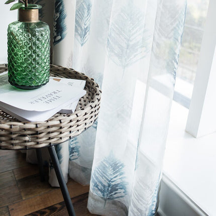 Tenda velata trasparente con motivo foglie