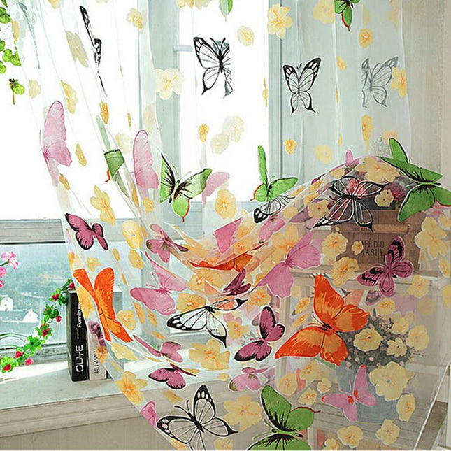 Tenda Voile Leggera con Farfalle Colorate