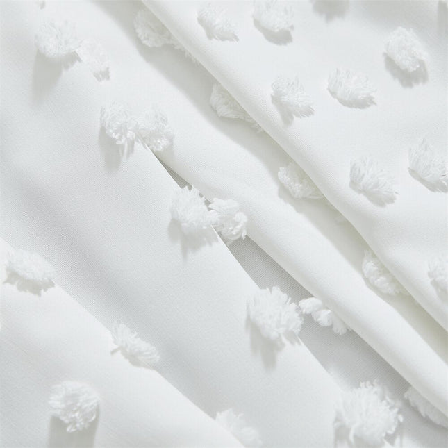 Tenda Voile Bianca con Pois Ricamati