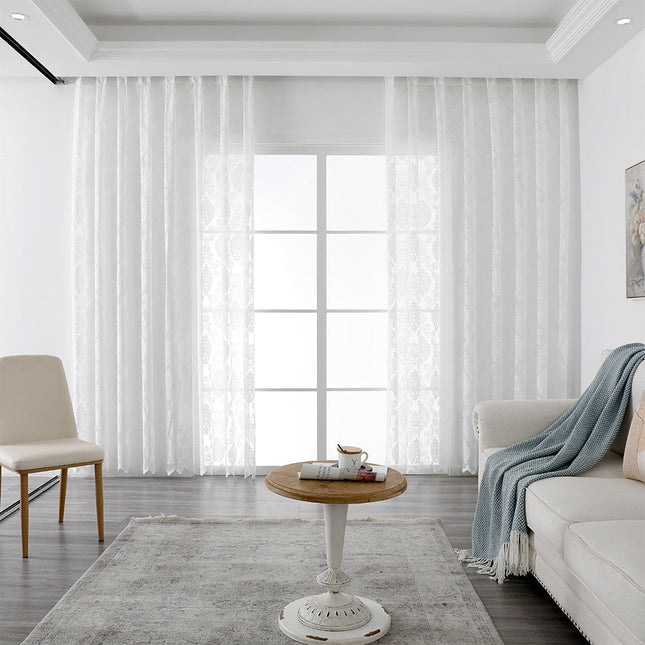 Tenda leggera bianca motivo damascato