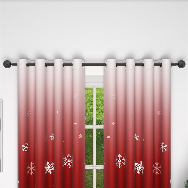 Tende natalizie rosse con fiocchi neve